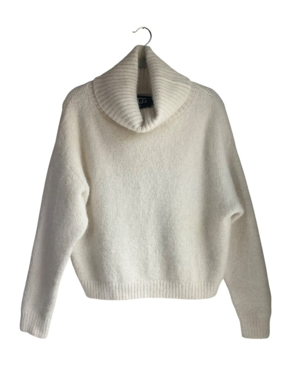 UGG Women M Lylah Cream Roll Neck Turtleneck Chunky Sweater Alpaca Wool bl Crop